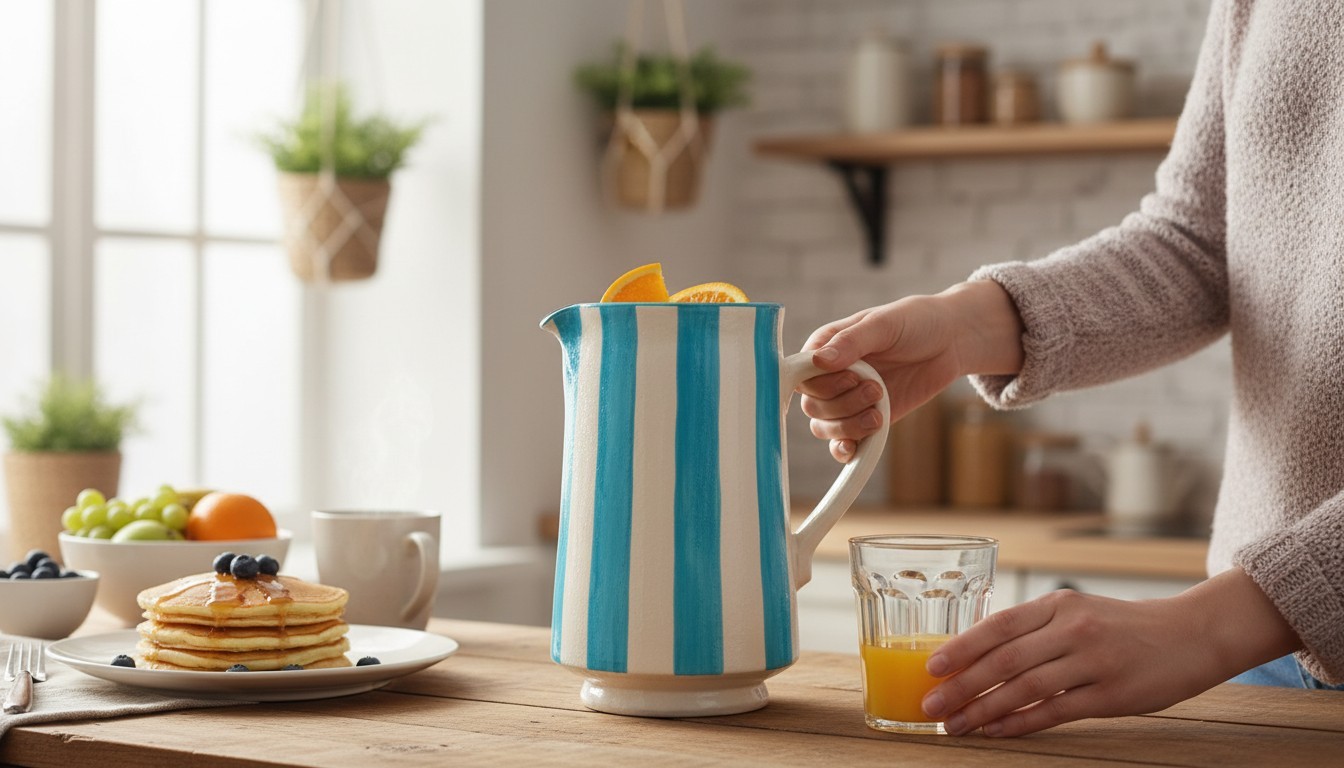 À propos image grande carafe bleu ciel